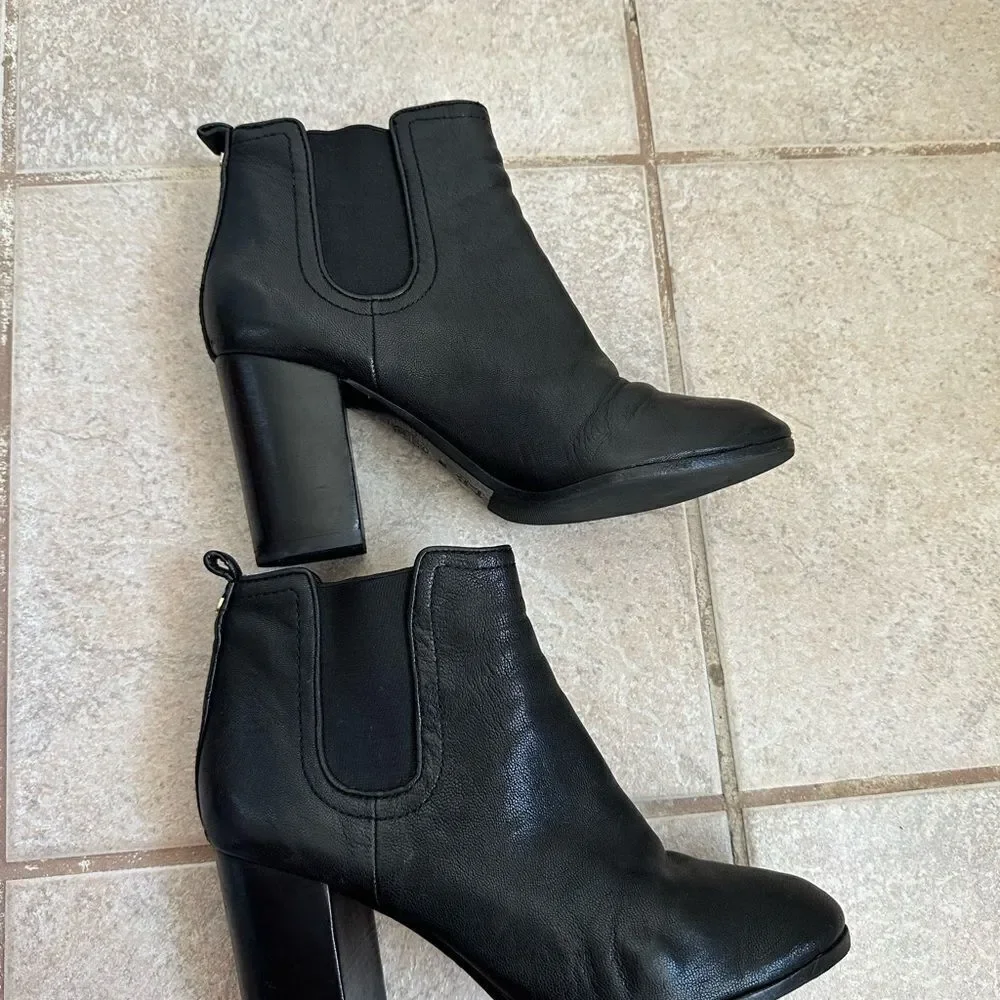 Tory Burch Boots size 8 real genuine leather ankle‎ boot black Margaux